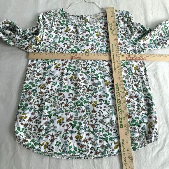 Ann Taylor LOFT Womens long sleeve White Floral Blouse Balloon Sleeves Sz S - Picture 2 of 7